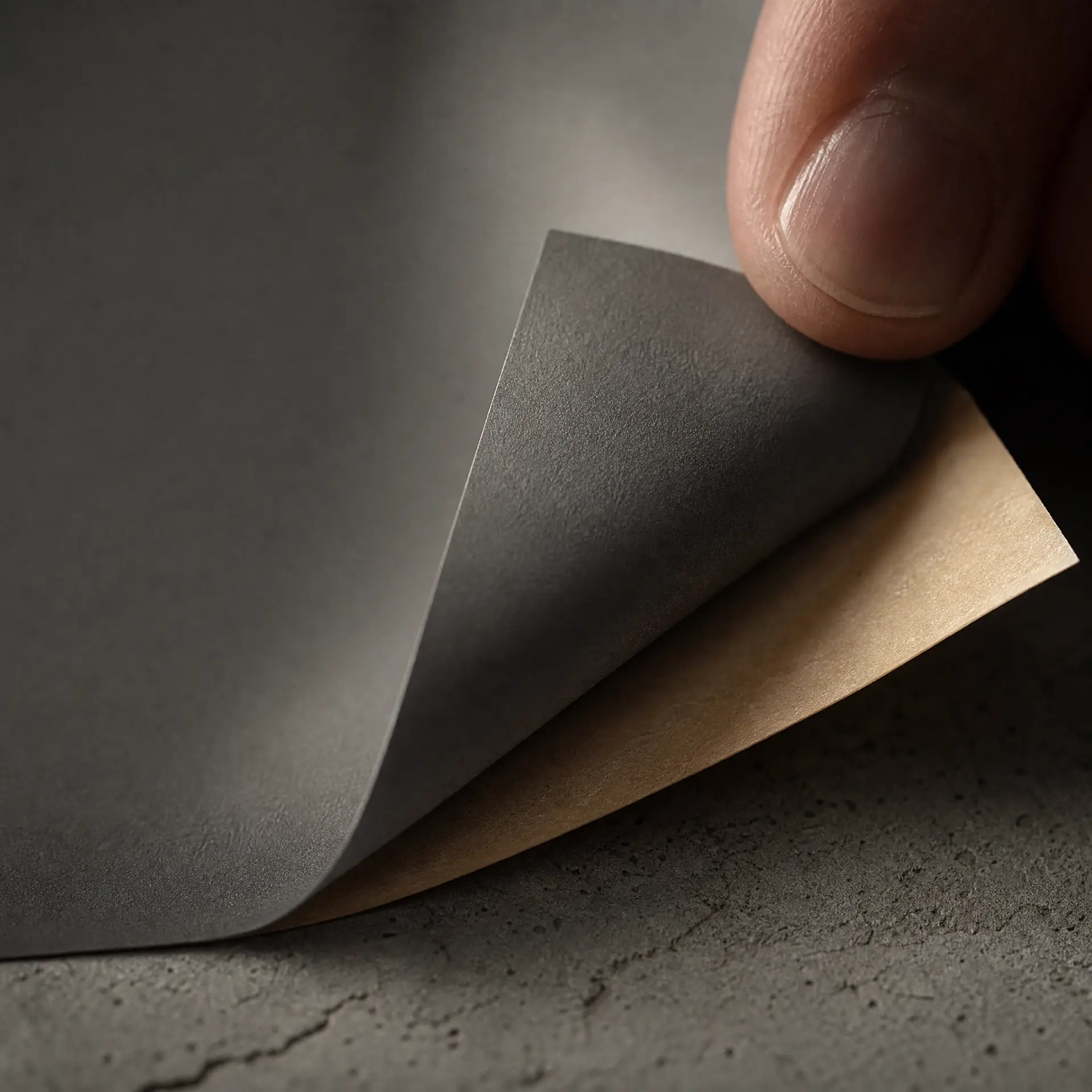Matt vinyl film being peeled away from its backing paper
